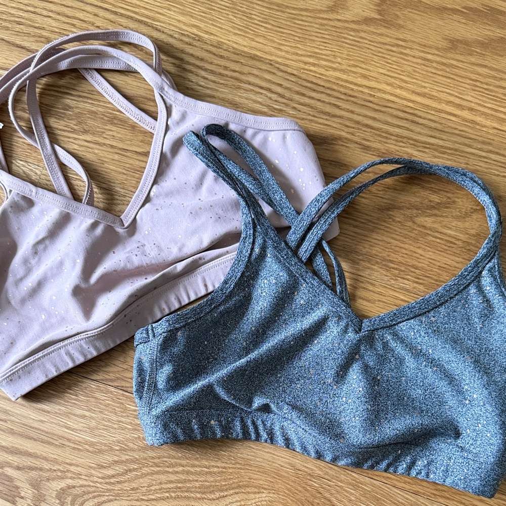 Beyond Yoga Alloy Speckled Ombré Foil Cross Back Bras